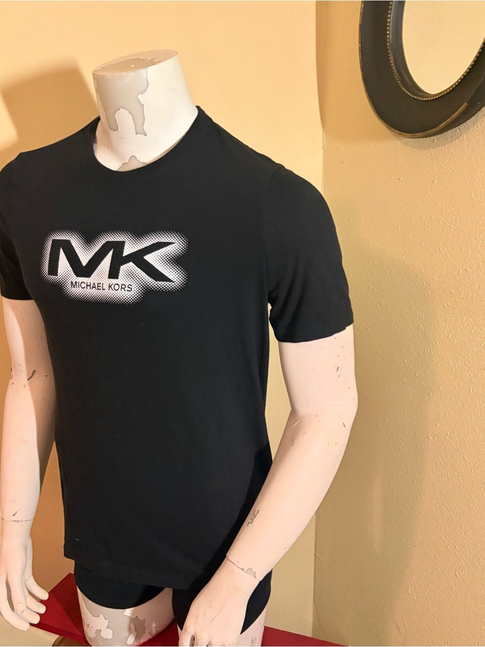 Michael Kors Black Short Sleeve Tee with White MK Logo